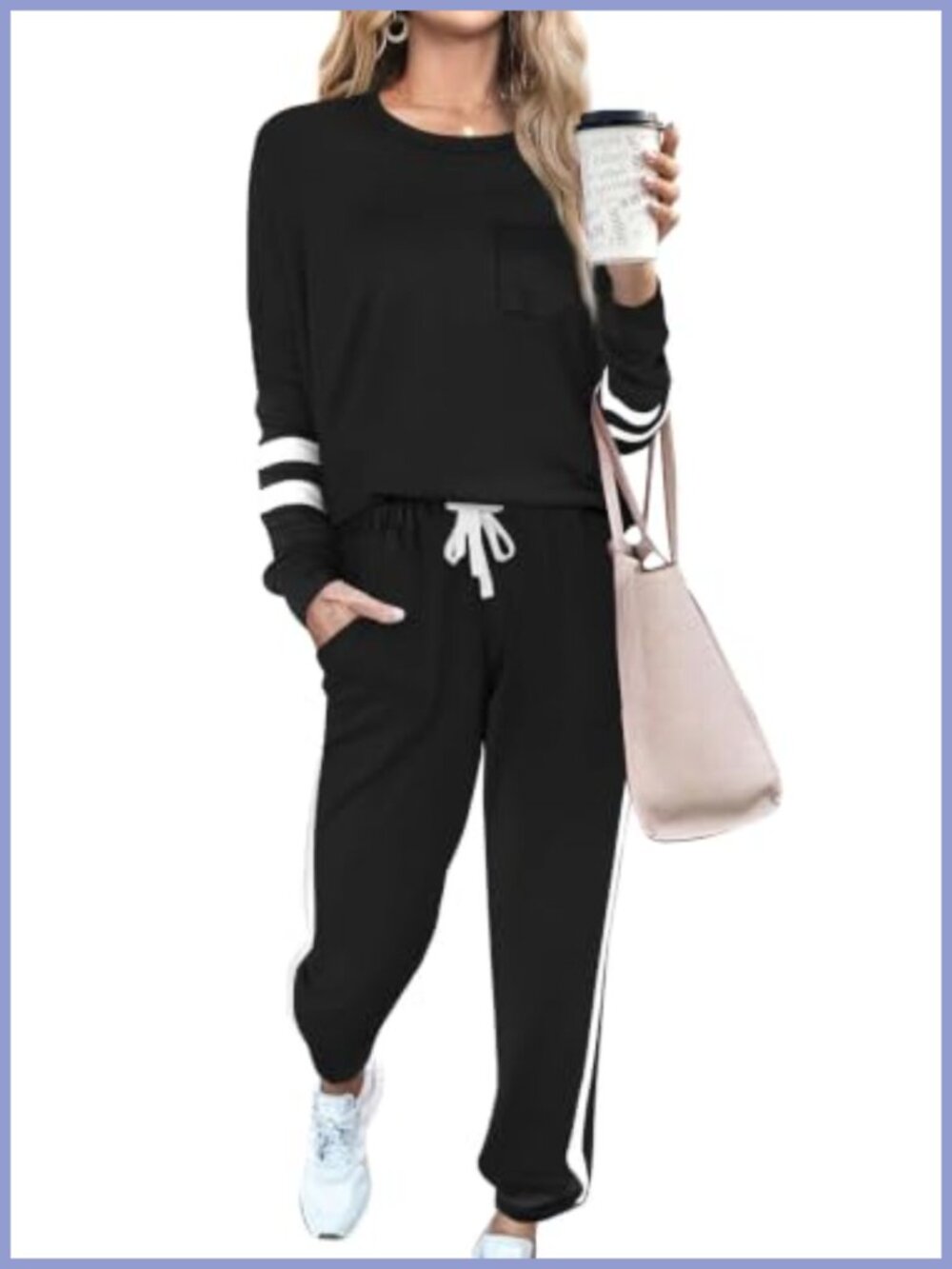 Women's 2 Piece Lounge Set Sweatsuit Pullover Top Drawstring Sweatpants